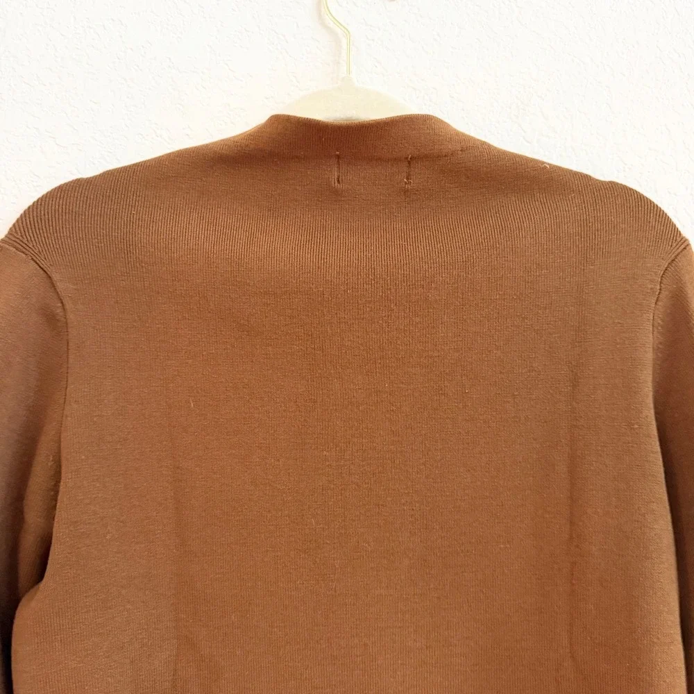 Coldwater Creek Womens Small Brown‎ Silk Blend Square Neck Long Sleeve Sweater